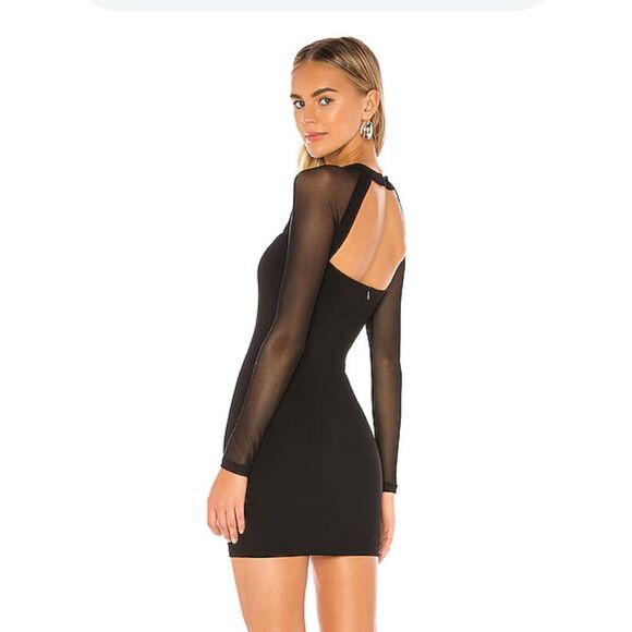NWT Superdown Halley Bodycon Dress Black knit mini mesh Revolve S - Picture 3 of 10